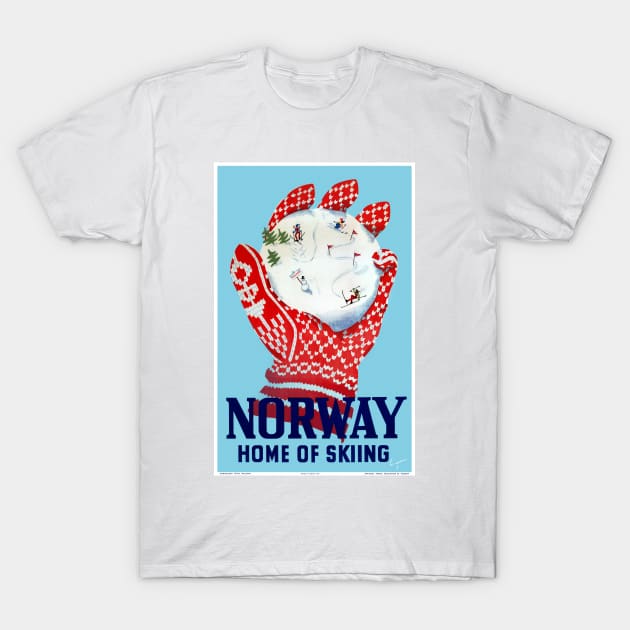 Vintage Travel Poster Norway Home of Skiing T-Shirt by vintagetreasure